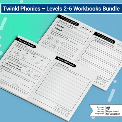 Twinkl Phonics – Levels 2-6 Workbooks Bundle