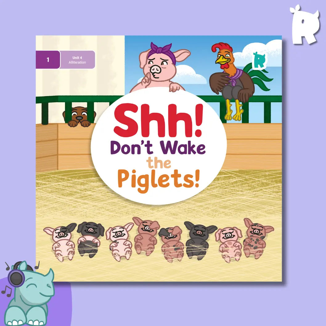 Twinkl Rhino Readers - Shh! Don’t Wake the Piglets! (Level 1 / Unit 4)
