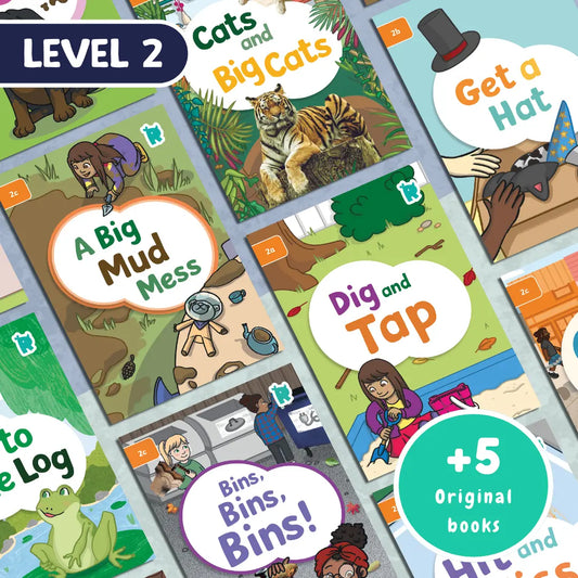 Twinkl Rhino Readers - 24 Decodable Reading Books - Level 2 + 5 Originals
