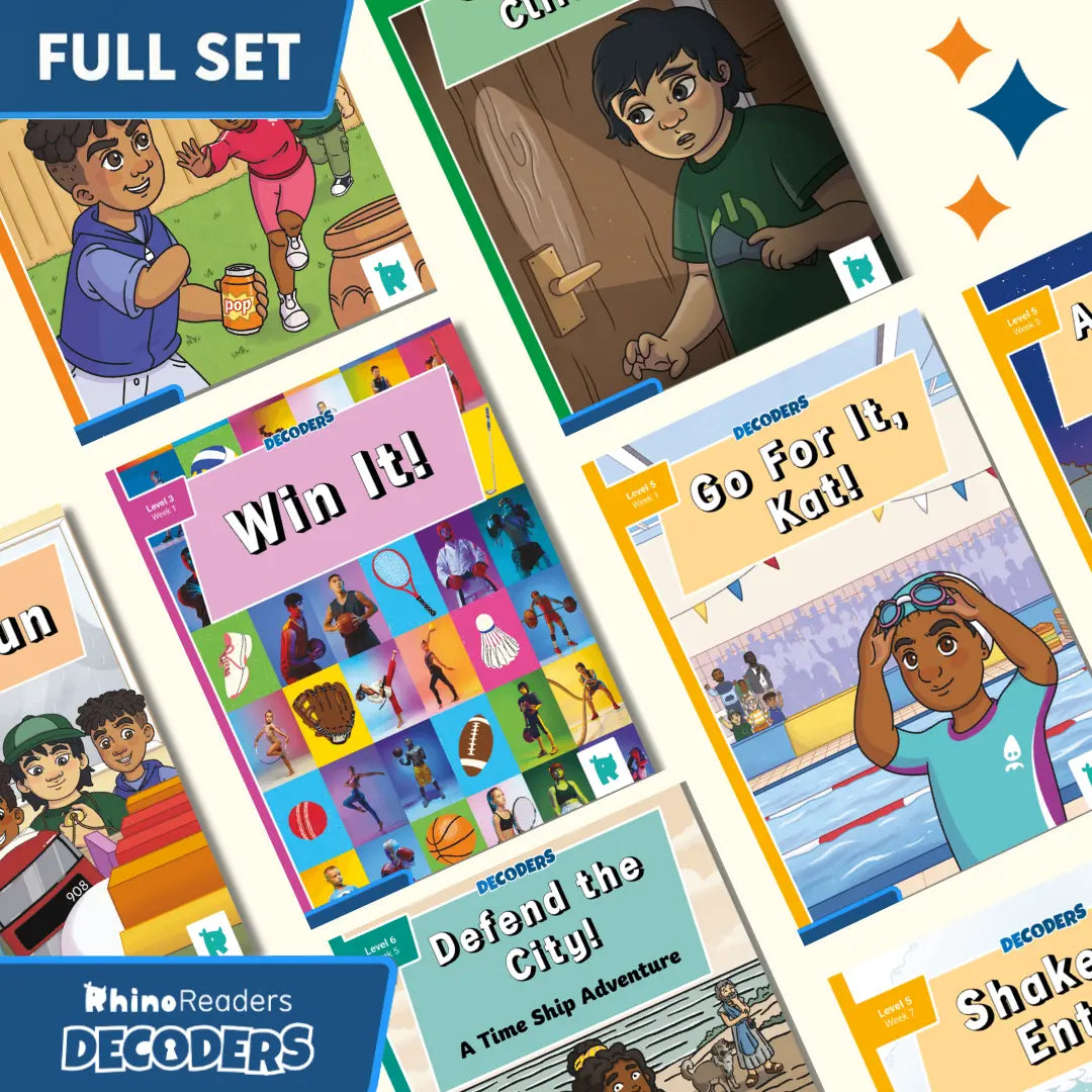 Twinkl Rhino Readers KS2 Decoders - 36 Fully Decodable Books (Level 2-6)