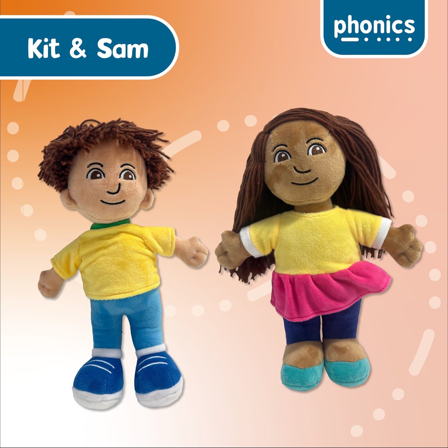 Twinkl Phonics - Kit and Sam Soft Toy Dolls