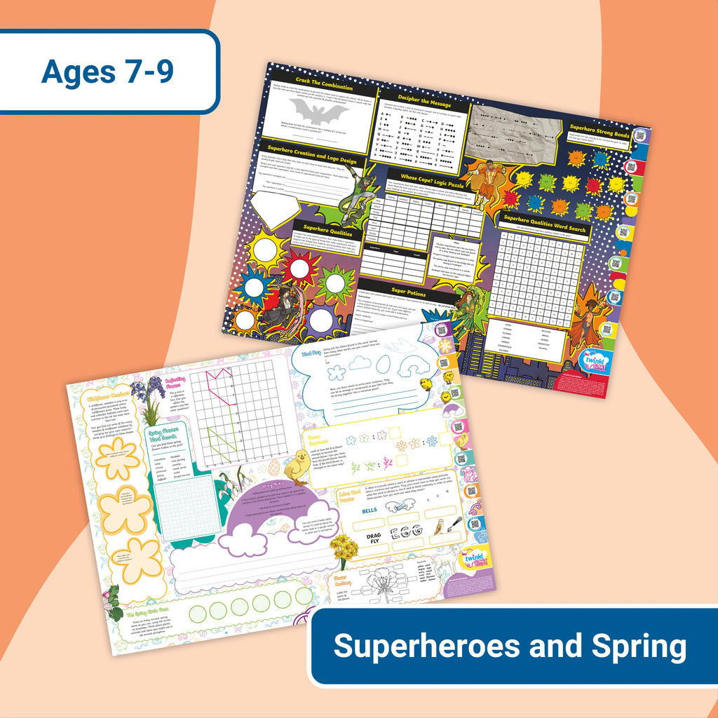 GIANT Activity Mats - Spring & Superheroes