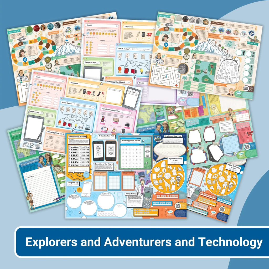 GIANT Activity Mat - Explorers and Adventurers and Technology - Twinkl Educational Publishing