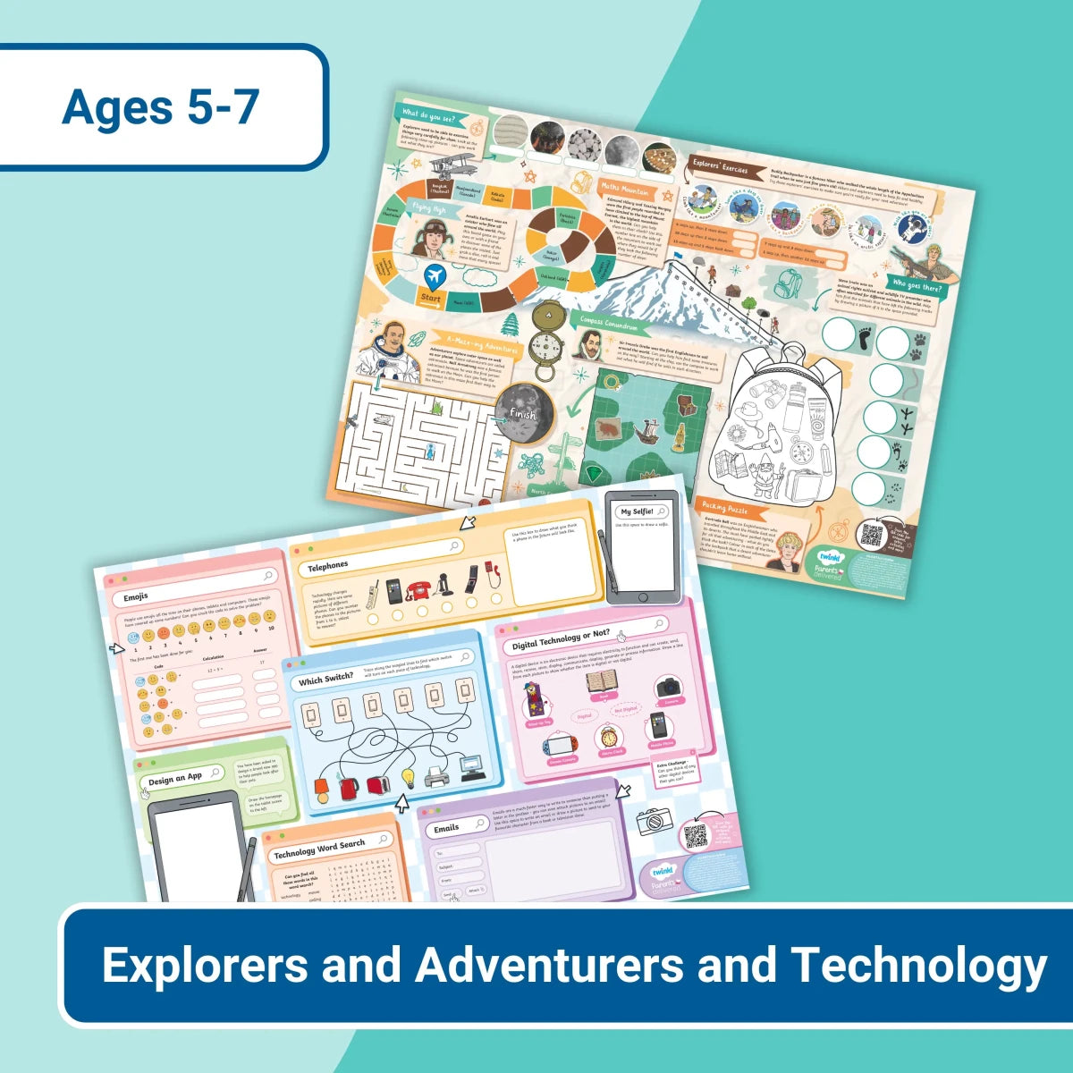 GIANT Activity Mat - Explorers and Adventurers and Technology - Twinkl Educational Publishing
