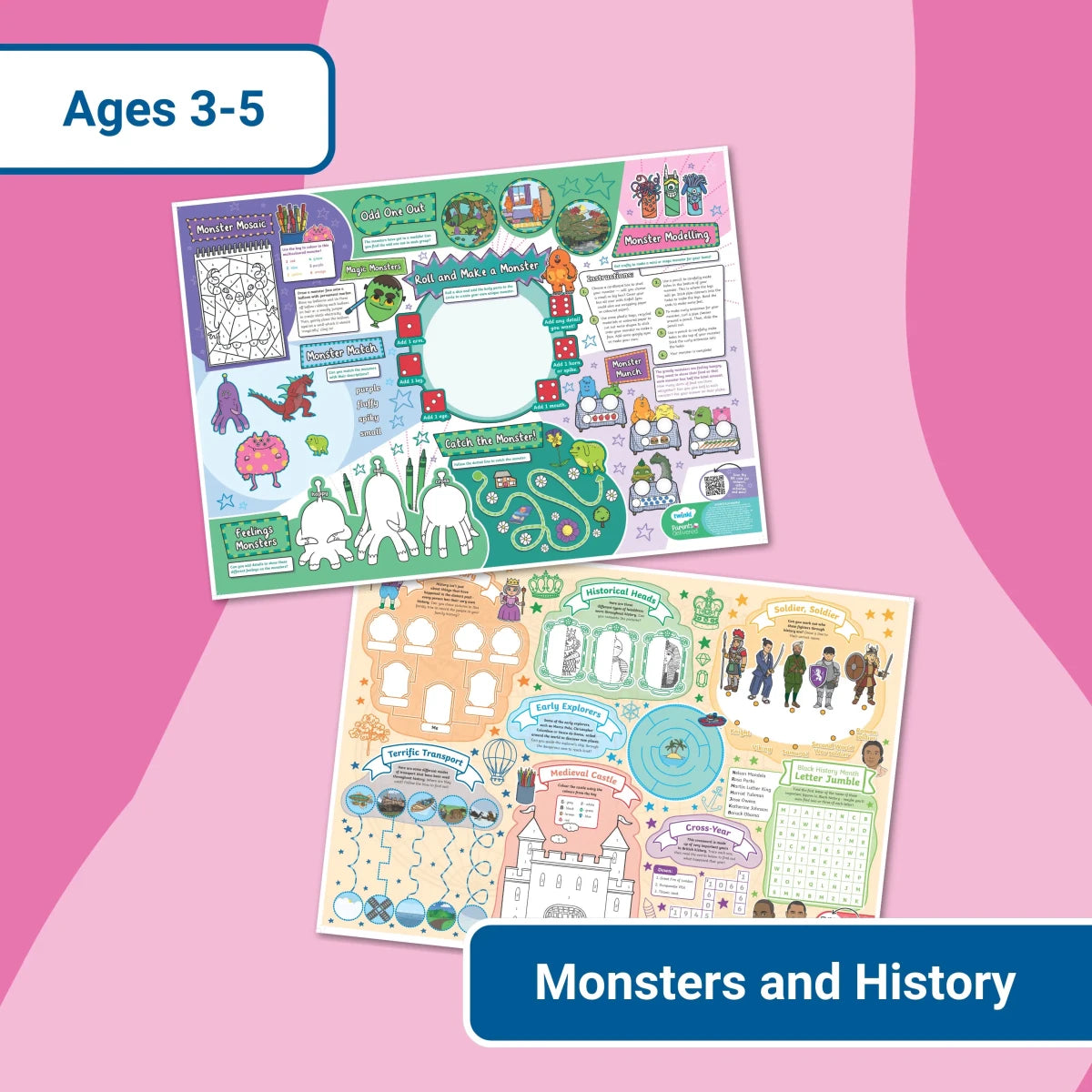 GIANT Activity Mat - Monsters and History - Twinkl Educational Publishing