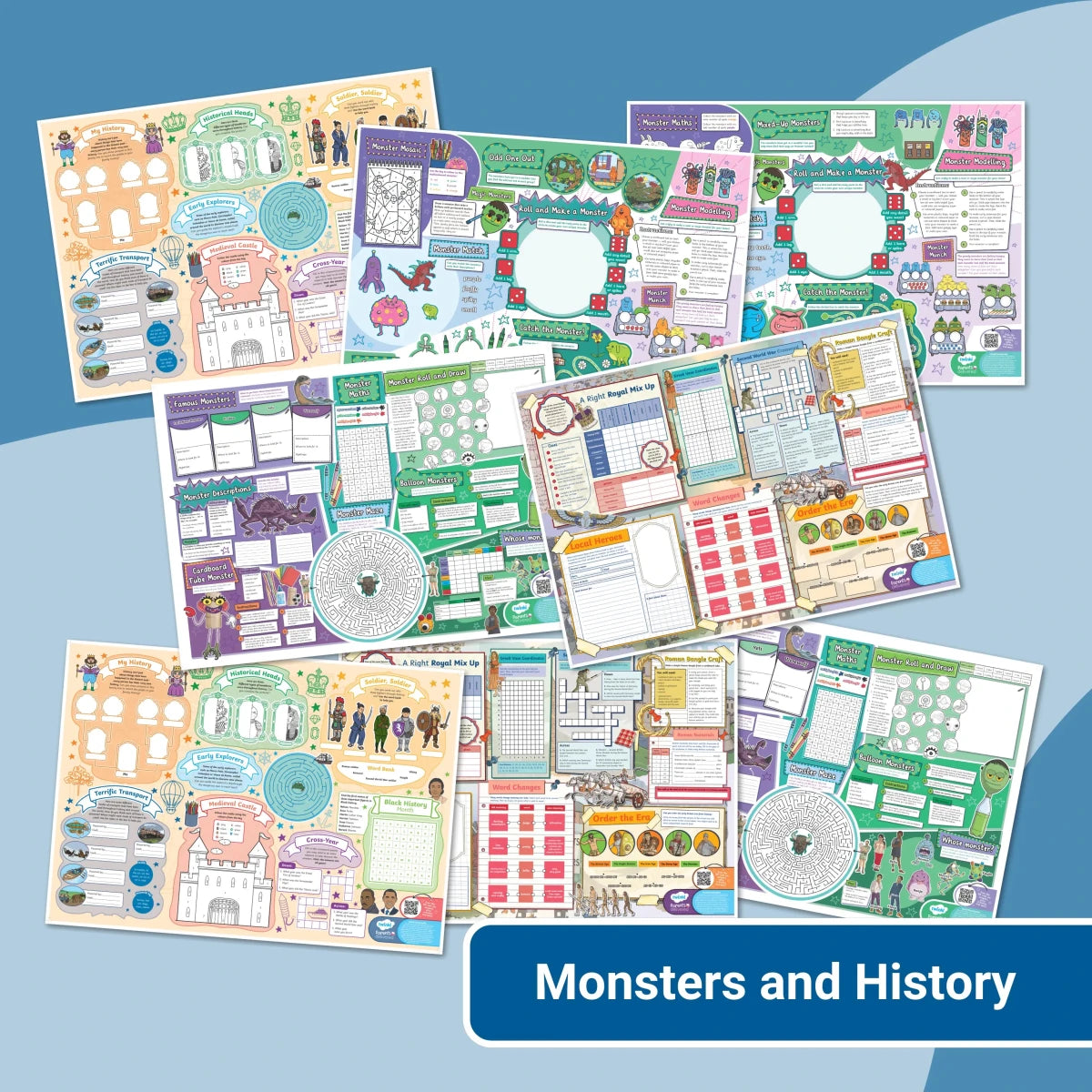 GIANT Activity Mat - Monsters and History - Twinkl Educational Publishing