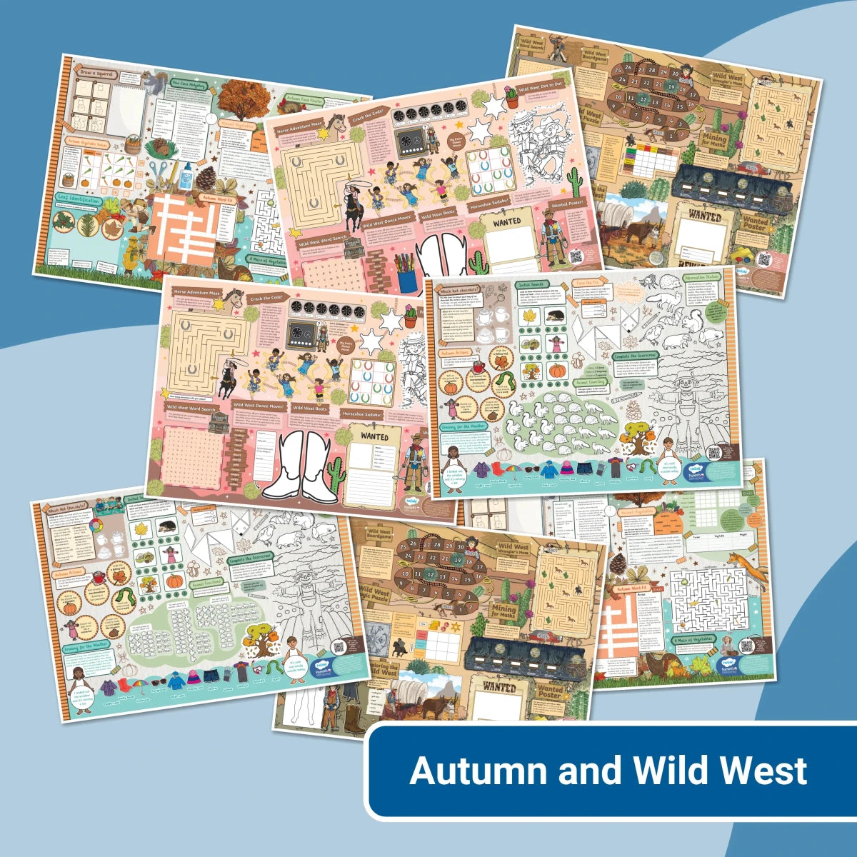 GIANT Activity Mats - Autumn and Wild West - Twinkl Educational Publishing