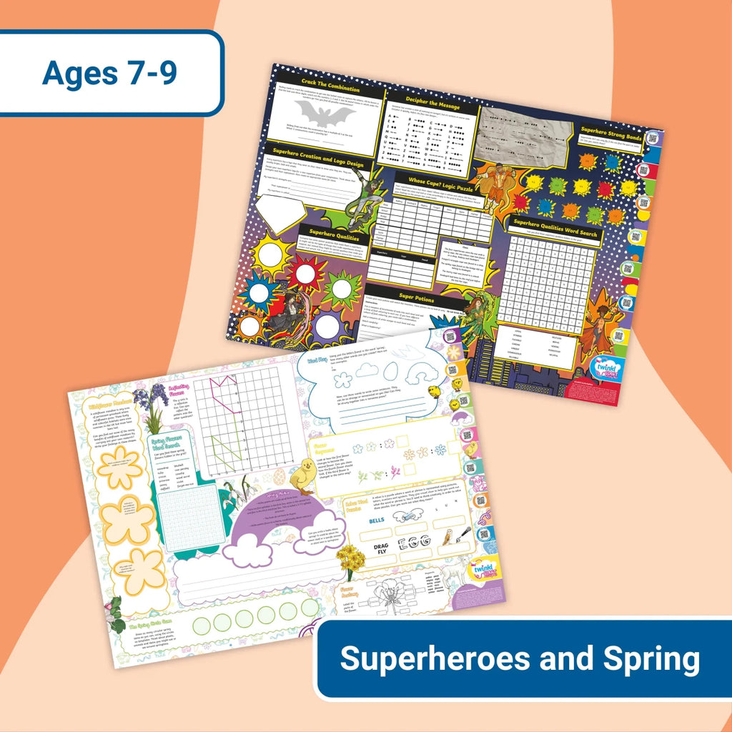 GIANT Activity Mats - Spring & Superheroes - Twinkl Educational Publishing