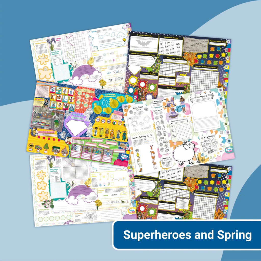 GIANT Activity Mats - Spring & Superheroes - Twinkl Educational Publishing