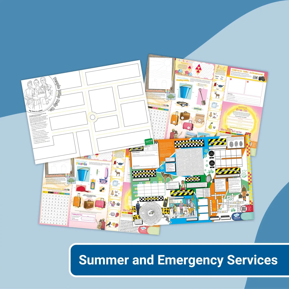 Giant Activity Mats - Summer and People Who Help Us/Emergency Services - Twinkl Educational Publishing